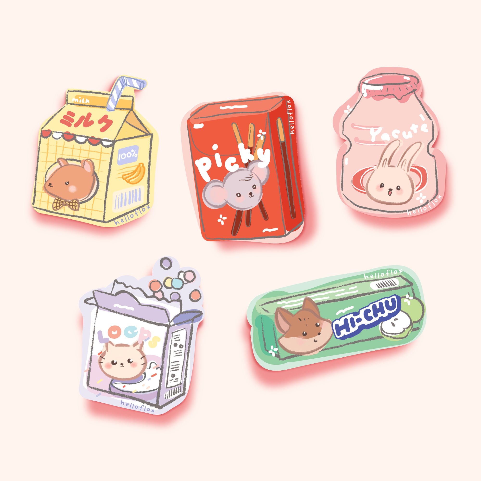 helloflox snacks individual sticker